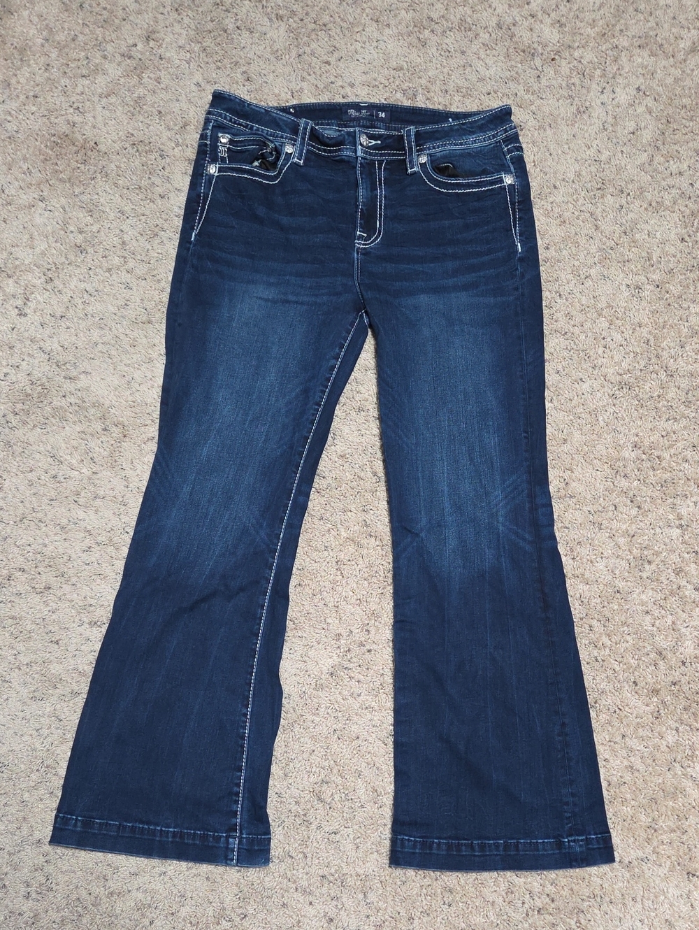 Miss Me Mid Rise Trouser Wide Leg Jeans Size 34 E440144R